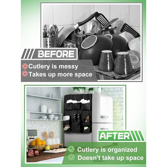 Mini Fridge Caddy Organizer - Over the Fridge Storage Organizer with 11Pockets - Picture 4 of 5